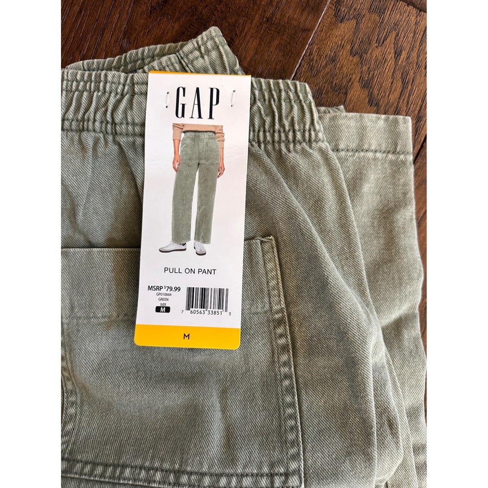 Gap Womens Green Pull On Wide Leg Carpenter Pants High Rise Cotton Size M NWT